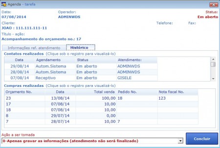 Tela de Controle CRM